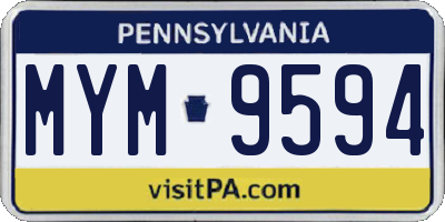 PA license plate MYM9594