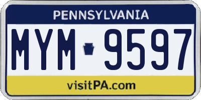 PA license plate MYM9597