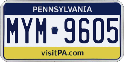 PA license plate MYM9605