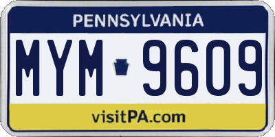PA license plate MYM9609