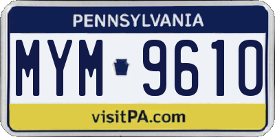 PA license plate MYM9610
