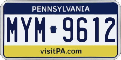 PA license plate MYM9612