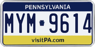 PA license plate MYM9614