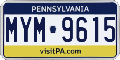 PA license plate MYM9615