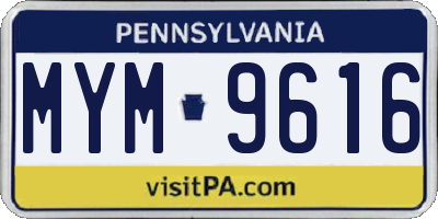PA license plate MYM9616