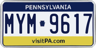 PA license plate MYM9617