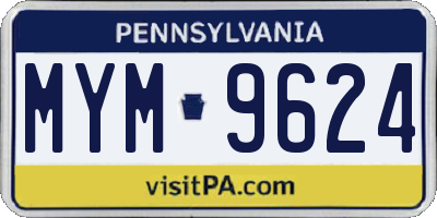 PA license plate MYM9624