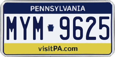 PA license plate MYM9625