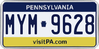 PA license plate MYM9628