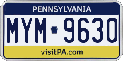 PA license plate MYM9630