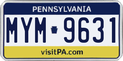 PA license plate MYM9631