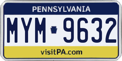 PA license plate MYM9632