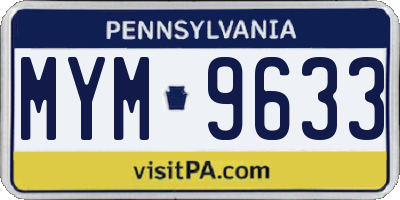 PA license plate MYM9633