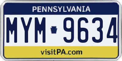 PA license plate MYM9634