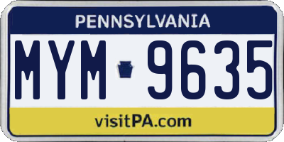 PA license plate MYM9635