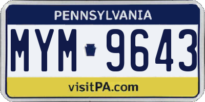 PA license plate MYM9643