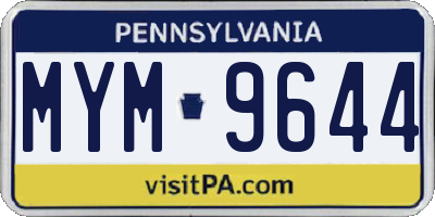 PA license plate MYM9644