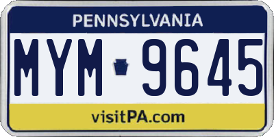 PA license plate MYM9645