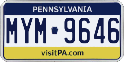 PA license plate MYM9646