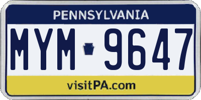 PA license plate MYM9647