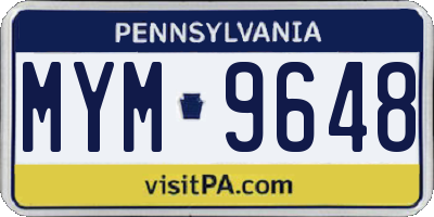 PA license plate MYM9648