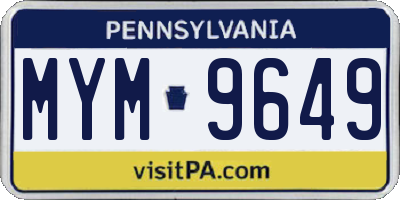 PA license plate MYM9649