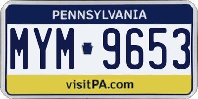 PA license plate MYM9653