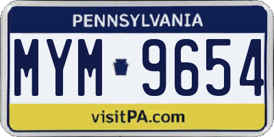 PA license plate MYM9654