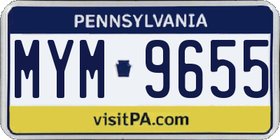 PA license plate MYM9655
