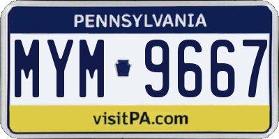 PA license plate MYM9667