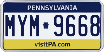 PA license plate MYM9668