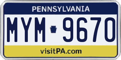 PA license plate MYM9670