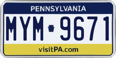 PA license plate MYM9671