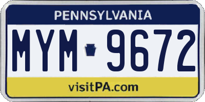 PA license plate MYM9672