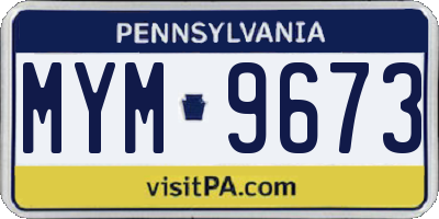 PA license plate MYM9673