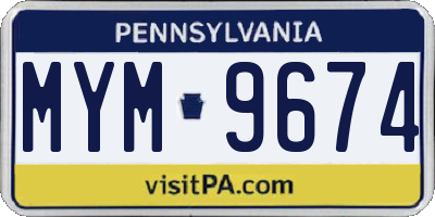 PA license plate MYM9674