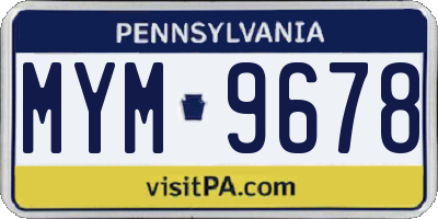 PA license plate MYM9678