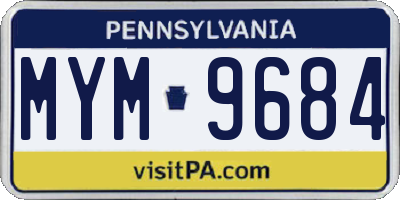PA license plate MYM9684
