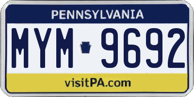PA license plate MYM9692