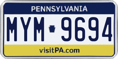 PA license plate MYM9694