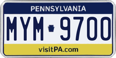 PA license plate MYM9700