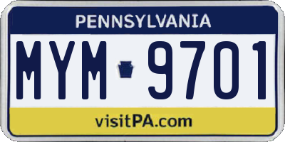 PA license plate MYM9701