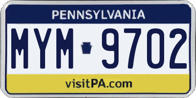 PA license plate MYM9702