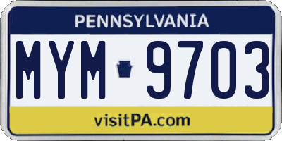 PA license plate MYM9703