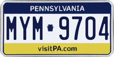 PA license plate MYM9704