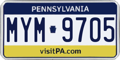 PA license plate MYM9705