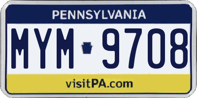 PA license plate MYM9708