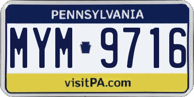 PA license plate MYM9716