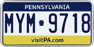 PA license plate MYM9718
