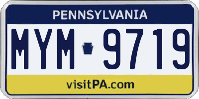 PA license plate MYM9719